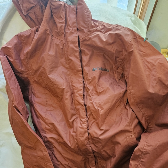 Columbia Jackets & Blazers - Columbia Brick Red Hooded Rain Jacket